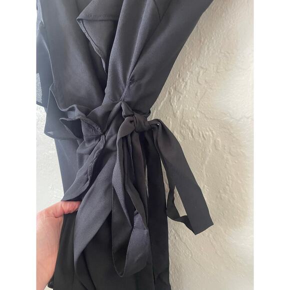 NWT ASOS Curve Strappy Ruffle Mini Dress Wrap Dress Adjustable‎ LBD Dainty Plus - Picture 4 of 10